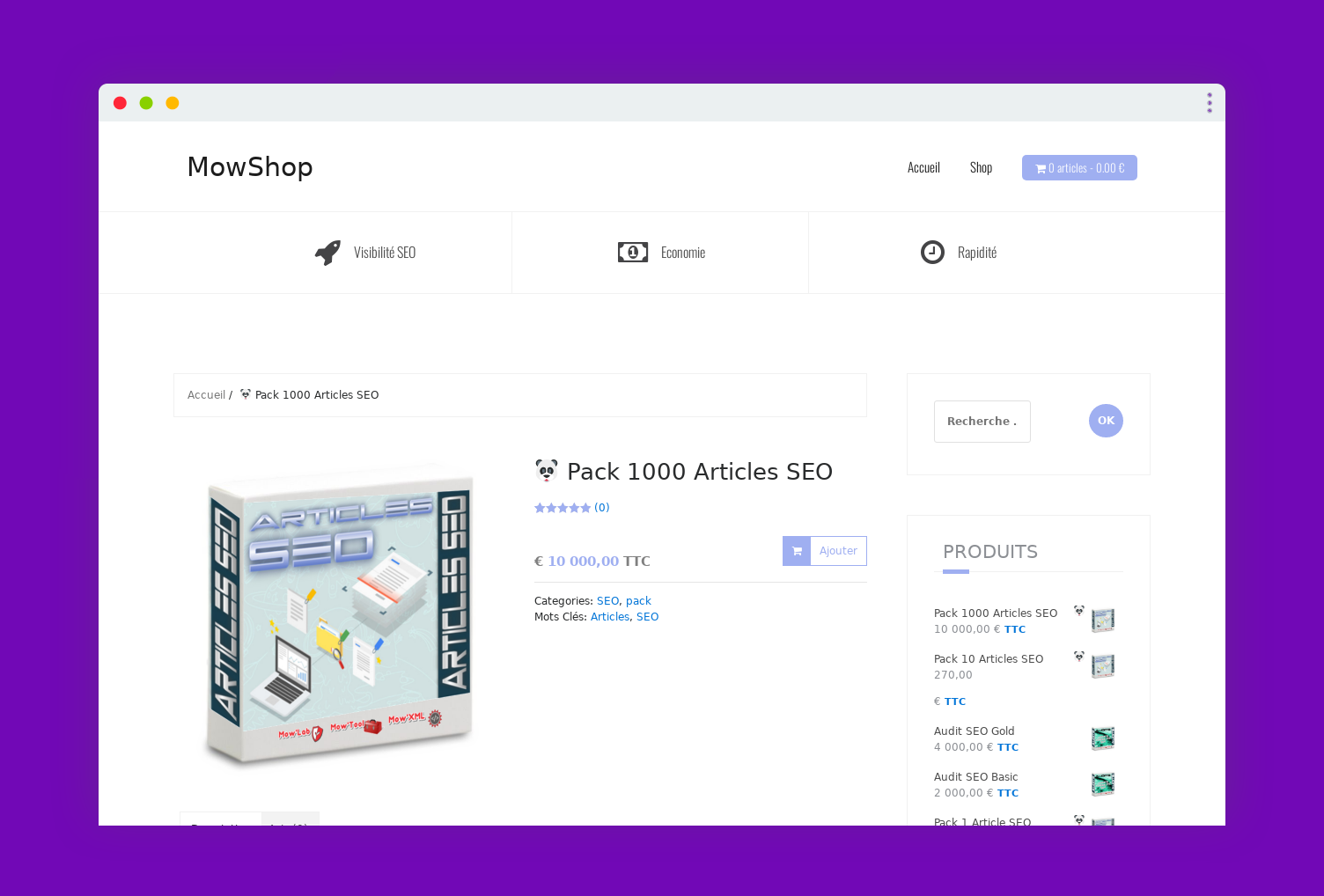 screenshot shop article product service page template
